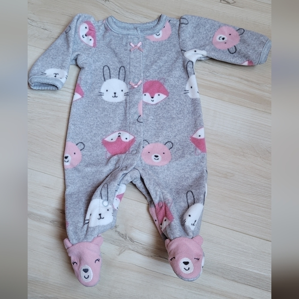 Easter Bunny onesie and baby bib set newborn pink grey carters - Picture 3 of 13
